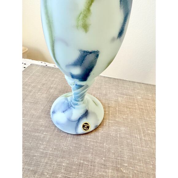 Mid Century Italian Unique Blue and Green Opaline Vase - Picture 5 of 6